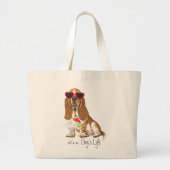 Summer Basset Hond Grote Tote Bag (Voorkant)