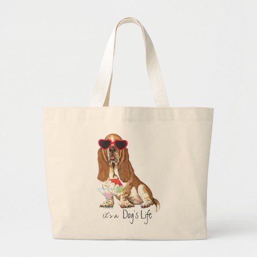 Summer Basset Hond Grote Tote Bag (Voorkant)