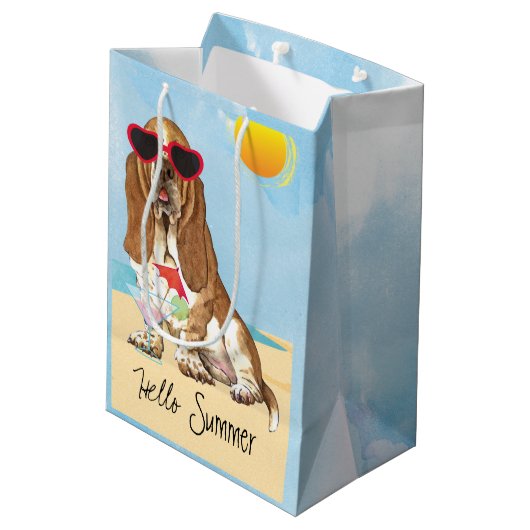 Summer Basset Hond Medium Cadeauzakje (Achterkant Gekanteld)