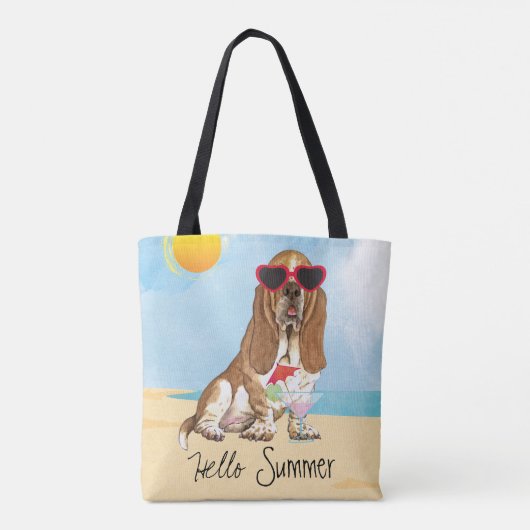 Summer Basset Hond Tote Bag (Achterkant)