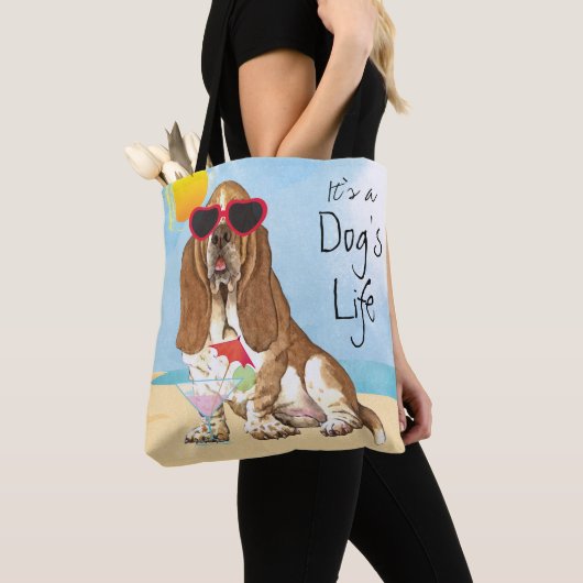 Summer Basset Hond Tote Bag (Dichtbij)