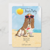 Summer Basset Hound Beach Party uitnodiging (Voorkant)