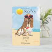 Summer Basset Hound Beach Party uitnodiging (Staand voorkant)