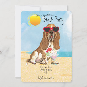 Summer Basset Hound Beach Party uitnodiging