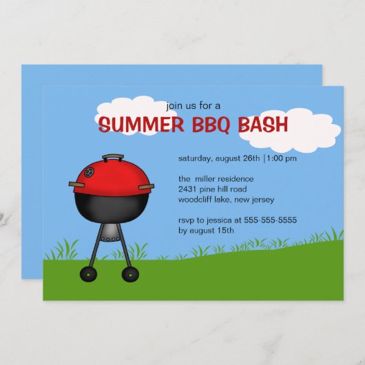 Summer BBQ Bash Uitnodiging (Voorkant / Achterkant)