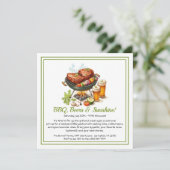 Summer BBQ & Beer Party Invitation – Backyard Cook Feestdagenkaart (Staand voorkant)