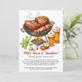 Summer BBQ & Beer Party Invitation – Backyard Cook Kaart (Staand voorkant)