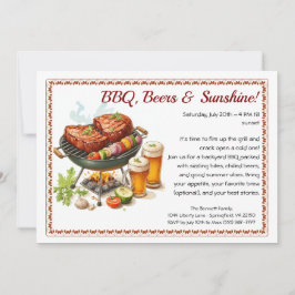 Summer BBQ & Beer Party Invitation – Backyard Cook Kaart