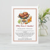 Summer BBQ & Beer Party Invitation – Backyard Cook Kaart (Staand voorkant)