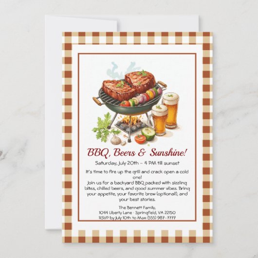 Summer BBQ & Beer Party Invitation – Backyard Cook Kaart (Voorkant)