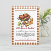 Summer BBQ & Beer Party Invitation – Backyard Cook Kaart (Staand voorkant)