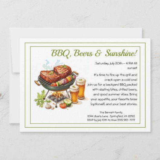 Summer BBQ & Beer Party Invitation – Backyard Cook Kaart (Voorkant)