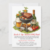 Summer BBQ & Beer Party Invitation Kaart (Voorkant)