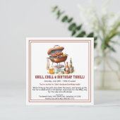 Summer BBQ Birthday Invitation with Beer Backyard  Feestdagenkaart (Staand voorkant)