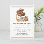 Summer BBQ Birthday Invitation with Beer Backyard Kaart (Staand voorkant)