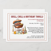 Summer BBQ Birthday Invitation with Beer Backyard  Kaart (Voorkant / Achterkant)