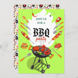 Summer BBQ Cookout Grilling Outdoor Party Invitati Kaart