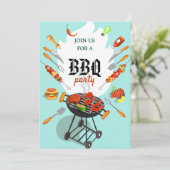 Summer BBQ Cookout Grilling Outdoorpartij Kaart (Staand voorkant)