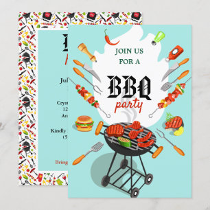 Summer BBQ Cookout Grilling Outdoorpartij Kaart