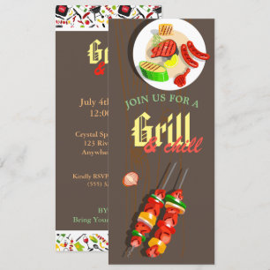 Summer BBQ Cookout Grilling Outdoorpartij Kaart
