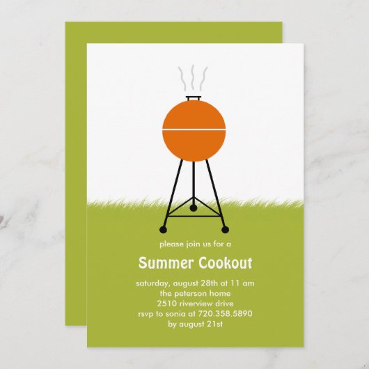 Summer BBQ Cookout Party Uitnodiging (Voorkant / Achterkant)