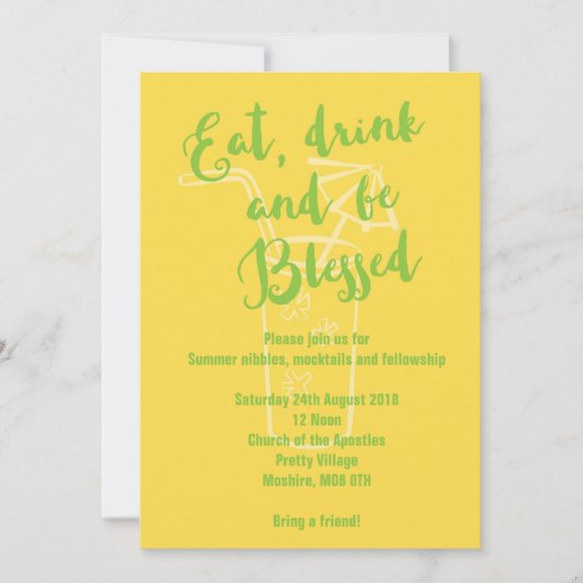 Summer BBQ Eat Drink and Be Bless Invitation Kaart (Voorkant)