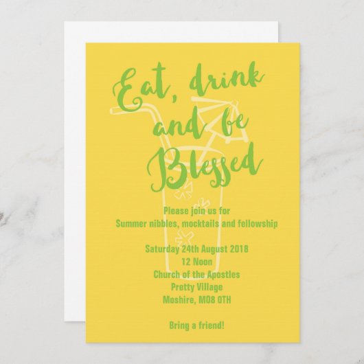 Summer BBQ Eat Drink and Be Bless Invitation Kaart (Voorkant / Achterkant)