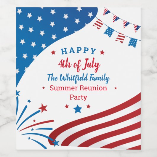 Summer BBQ Family Reunion 4 juli Custom Wijn Etiket (Enkel label)