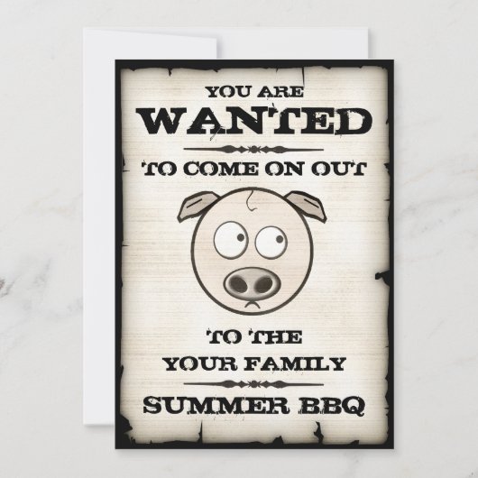 Summer BBQ Gezochte Uitnodigingen (Voorkant)