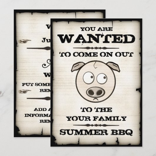 Summer BBQ Gezochte Uitnodigingen (Voorkant / Achterkant)