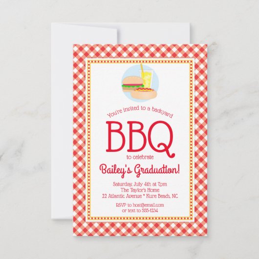 Summer BBQ Graduation Party Grilling Picnic Kaart (Voorkant)