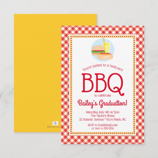 Summer BBQ Graduation Party Grilling Picnic Kaart (Voorkant / Achterkant)