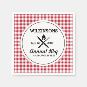 Summer BBQ Grill Cookout Reunion Red Gingham Check Servetten