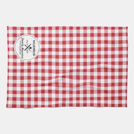 Summer BBQ Grill Cookout Reunion Red Gingham Check Theedoek (Horizontaal)