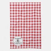 Summer BBQ Grill Cookout Reunion Red Gingham Check Theedoek (Verticaal)