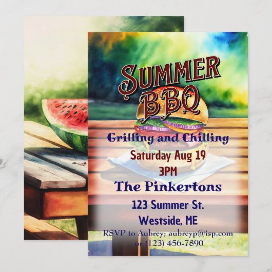 Summer BBQ Grilling and Chilling Kaart (Voorkant / Achterkant)