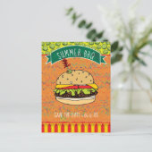 Summer BBQ Hamburger Save the Date Invitation Briefkaart (Staand voorkant)