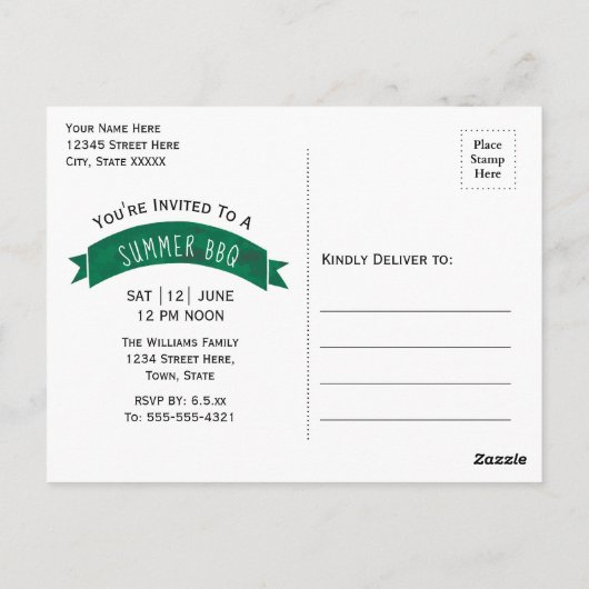 Summer BBQ Hamburger Save the Date Invitation Briefkaart (Achterkant)