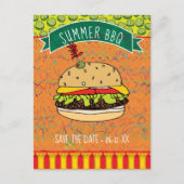 Summer BBQ Hamburger Save the Date Invitation Briefkaart (Voorkant)