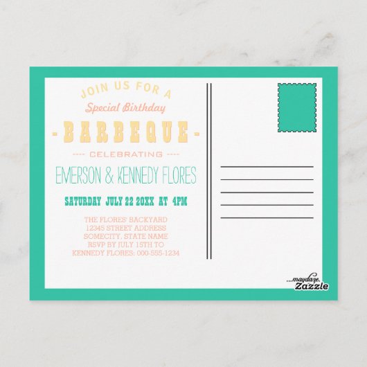 SUMMER BBQ heldere floraal Briefkaart (Achterkant)