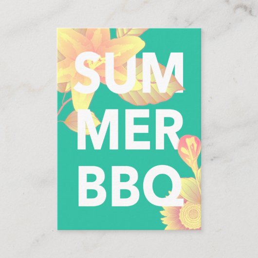 SUMMER BBQ heldere floraal Informatiekaartje (Voorkant)