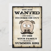 Summer BBQ Mustache Pig Gezochte Uitnodigingen (Voorkant)