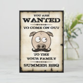 Summer BBQ Mustache Pig Gezochte Uitnodigingen (Staand voorkant)