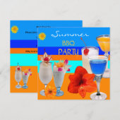 Summer BBQ Party Cocktails Drink Blue Yellow Kaart (Voorkant / Achterkant)