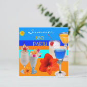 Summer BBQ Party Cocktails Drink Blue Yellow Kaart (Staand voorkant)