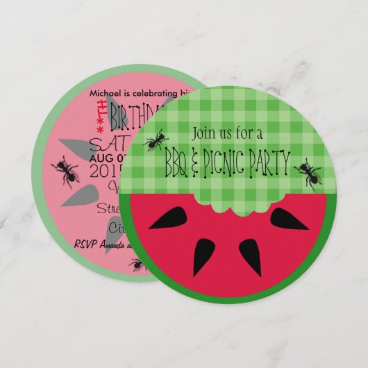 Summer BBQ Picnic Birthday  Kaart (Voorkant / Achterkant)