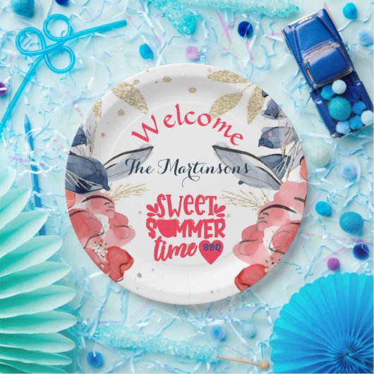 Summer BBQ Picnic gepersonaliseerd Papieren Bordje (Feest)