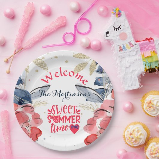 Summer BBQ Picnic gepersonaliseerd Papieren Bordje (Feest)