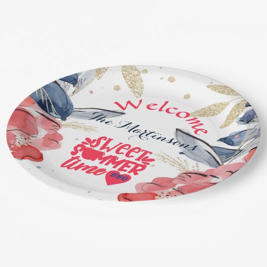 Summer BBQ Picnic gepersonaliseerd Papieren Bordje (Gekanteld)