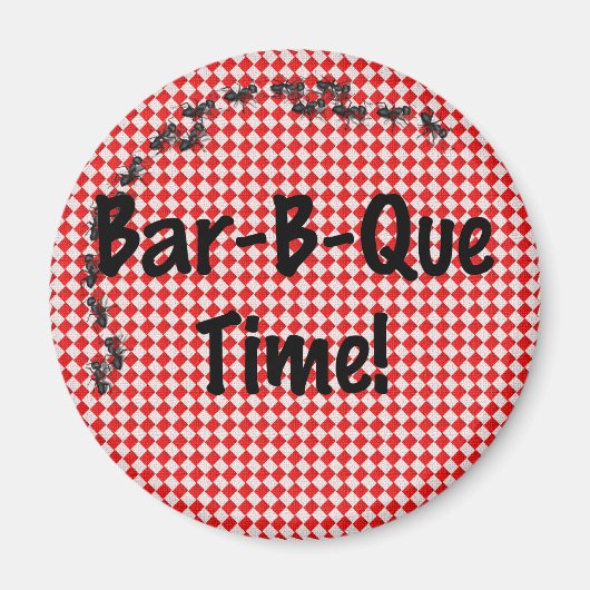 Summer BBQ Picnic over Red Table Cloth Magneet (Voorkant)